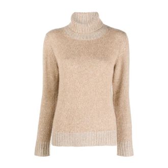 Fabiana Filippi High Neck Regular Fit - Dames - Coltruien - Beige - M - Wol - Truien & Vesten