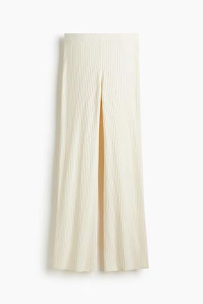 H&M Rib-knit Trousers in Cream at Nordstrom, Size Xx-Small