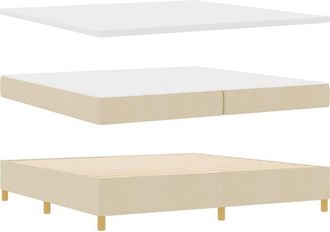 vidaXL Vidaxl - Box Spring Bed with Mattress Dark Grey 90x190 cm Fabric Cream