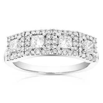 Vir Jewels 1 cttw Princess Lab Grown Diamond 4 Stone Engagement Ring in 14K White Gold For Women