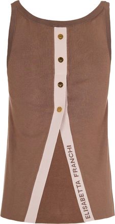 Elisabetta Franchi Womens Sleeveless Knit Top Clay-Butter Viscose Vests & Tank Tops Clay/butter