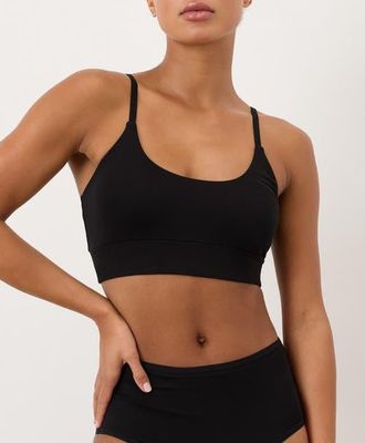 Pact Everyday Strappy Scoop Bralette Made With Organic Cotton in Black at Nordstrom, Size X-Small