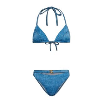 Balmain Bikinis, female, Blue, Size: 2XS Denim Two-Piece Swimsuit