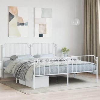 Berkfield Home Metal Bed Frame with Headboard & Footboard White 183x213 cm