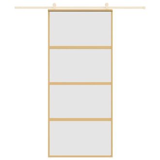 Berkfield Home Sliding Door Gold 90x205 cm Frosted ESG Glass & Aluminium