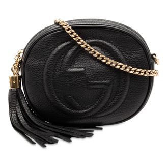 Gucci Black Mini Pebbled Calfskin Soho Chain Crossbody