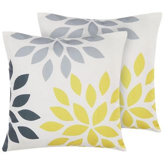 Beliani Conjunto De Cojines Decorativos De Jard&iacute;n Multicolor De Poli&eacute;ster Patr&oacute;n Floral 45 X 45 Cm Cuadrado Riale