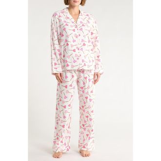 PJ Salvage Lightweight Flannel Pajamas in White at Nordstrom Rack, Size Medium