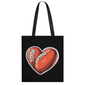 Generic Rugby Footballer Heart Shape Football Womens Tote Casual Shopping Bag Lightweight Shoulder Bags Hobos Handbag for Work Travel Daily 35x40cm