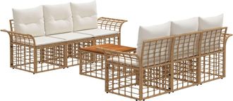 vidaXL Conjunto De Sof&aacute;s De Exterior 7 Uds. Natural Y Crema Vidaxl