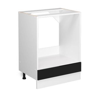 Vicco Armario Para Horno Empotrado R-line, Negro Brillo Intenso, 60 Cm, Et Roble