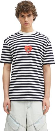 Marcelo Burlon Bunny Heart Stripe Basic Tee - Heren - T-shirts - Blauw - XL - Katoen - Tops