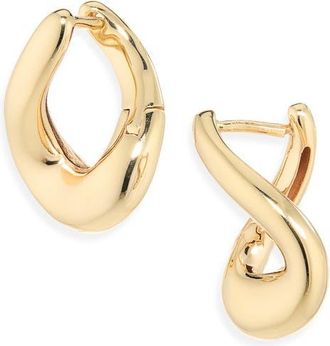 Astrid & Miyu Molten Hoop Earrings in Gold at Nordstrom