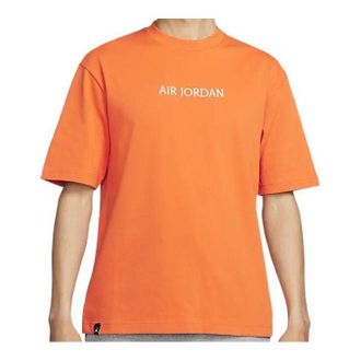Air Jordan Mens Air Jordan Solid Color Alphabet Logo Round Neck Short Sleeve Orange T-Shirt DO6100-847
