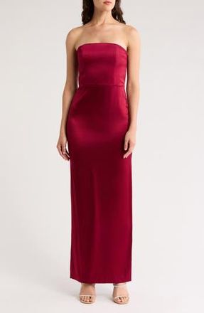 Alice & Olivia Doreen Strapless Satin Dress in Bordeaux at Nordstrom Rack, Size 8