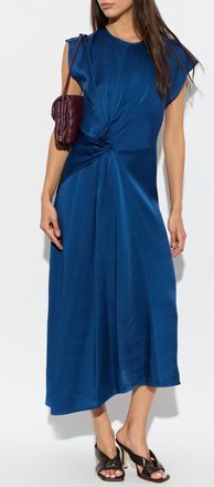 Victoria Beckham Asymmetrical Dress With Draping, Womens, Blue