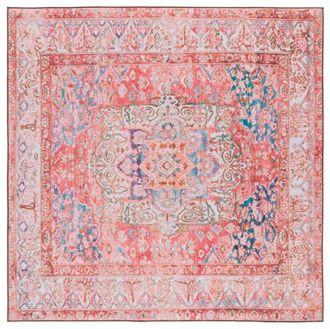 Safavieh Alfombra transicional de poli&eacute;ster rosa/beige, 183 x 183 cm