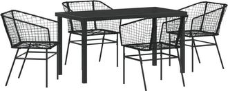 vidaXL Garden Dining Set 5 pcs Black Poly Rattan Vidaxl