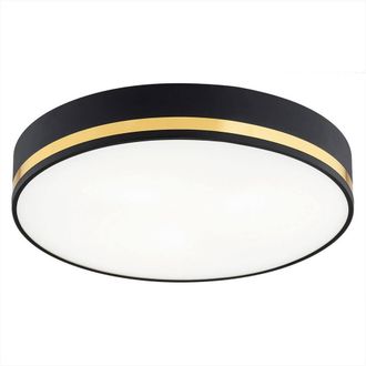 Netlighting Amore 25cm Flush Ceiling 2 Light Black Structure With Gold Strip