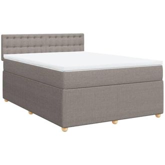 vidaXL Vidaxl - Cama Box Spring Con Colch&oacute;n Tela Gris Taupe 140x200 Cm