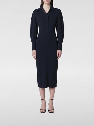 Victoria Beckham Abito polo midi slim fit in jersey con vita arricciata