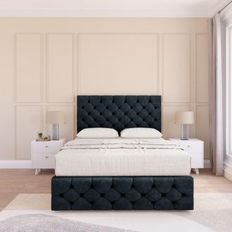 Sloomy Watson Naples Bed Set, No Drawers Mattress & 54 Headboard in Black | Size: Small Single