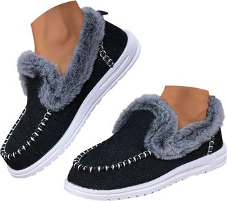 Generic Ladies Flat Warm Womens Winter Faux Fur Lined Ankle Shoes Boots, Winter Shoes For Men Cold Weather Flat Boots Winter Boots Ladies Fur Lined Comfortabl