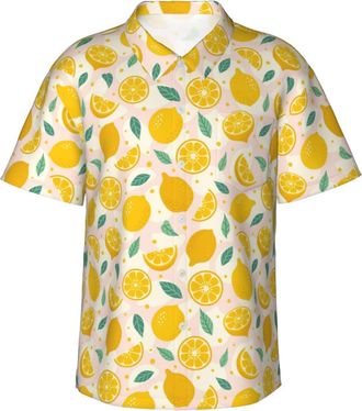 Generic Mens Button Down Casual Shirts Cute Lemon Classic Hawaiian Short Sleeve Beach Shirt with Pocket