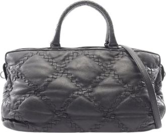 Bottega Veneta Borsa Boston Pre-owned in Pelle Intrecciata - - Pre-owned - Donna - Nero - ONE SIZE