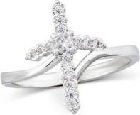 Savvy Cie Jewels Pav&eacute; Cross Bypass Ring in Silver at Nordstrom Rack, Size 8