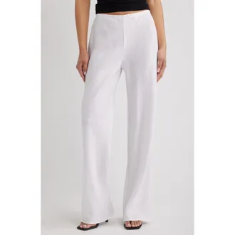 Reformation Gale High Waist Linen Pants in White at Nordstrom, Size X-Large