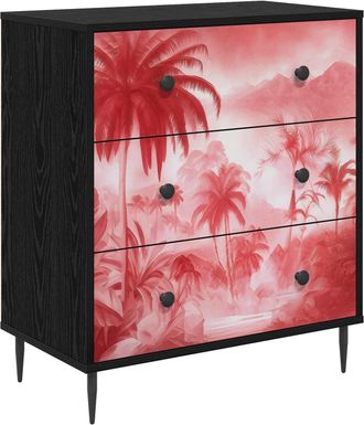 vidaXL Cajonera Aachen Impresi&oacute;n De Palmeras Rosas 66 X 36,5 X 76 Cm Vidaxl