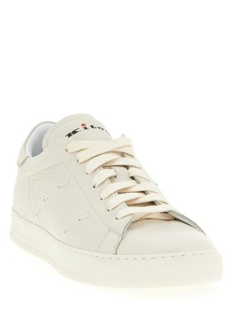 Kiton Hammered Leather Sneaker - Cream