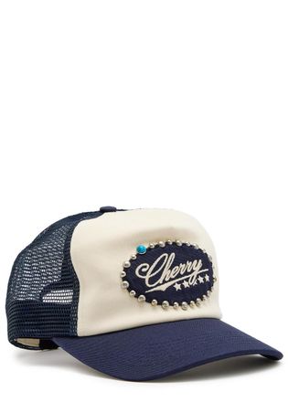 Cherry Los Angeles 5 Star Stud-embellished Twill and Mesh cap - Navy - One Size