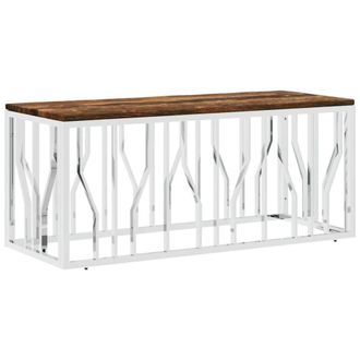 Berkfield Home Coffee Table Stainless Steel & Solid Wood Reclaimed in Silver