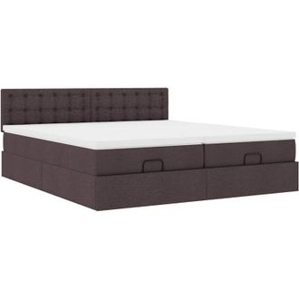 vidaXL Estructura Cama Otomana Colchones Tela Marr&oacute;n Oscuro 160x200 Cm Vidaxl