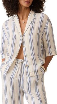 Faherty Palma Stripe Linen Camp Shirt in Sail Away Stripe at Nordstrom Rack, Size X-Large