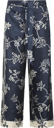 Max Mara Broeken, Dames, Veelkleurig, L, Geprinte Zijden Broek met Ceintuur