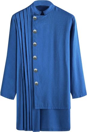 Generic Mens Kurta Shirt Long Sleeve Ethnic Wear, Traditional Cotton Tunic with Side Pleats and Button Design, Festive Party Wedding Outfit, Islamic Clothing 