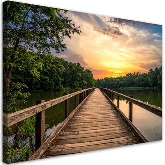 Feeby Impresi&oacute;n De Imagen, Muelle Del Lago Bosque Paisaje, 100x70