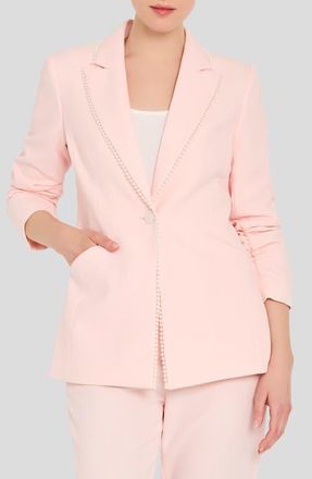 Tahari by ASL Pearly Trim Blazer in Tea Rose at Nordstrom, Size 12