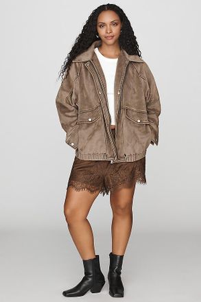 Pilcro Aviator Faux Suede Jacket