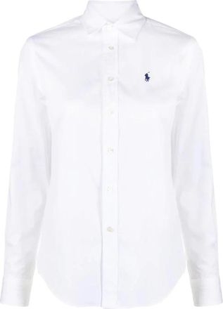 Polo Ralph Lauren Lange Mouw Button Front Shirt - Dames - Overhemden - Wit - 2XS - Katoen - Overhemden