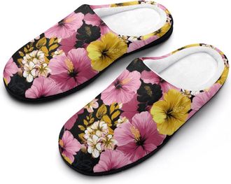 Generic Tropical Flower Mens Slippers Comfortable And Non-slip Cotton Slipper Shoe for House