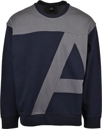 A|X Armani Exchange Grey Blue Color-Block Sweatshirt