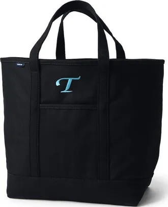Lands End Lands End Canvas Open Top Tote Bag Regular & Long Handle Carry All - Stylish for Work Travel Beach Errands Great Gift in