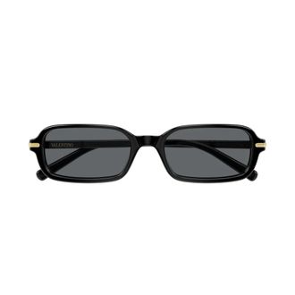 Valentino Rechthoekige Acetaat Bril - Dames - Accessoires - Zwart - Maat: 52 MM Nylon