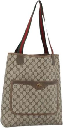 Gucci Pre-owned GG Canvas Tote Bag - Dames - Vintage Shopper - Bruin - ONE Size - Leer - Vintage