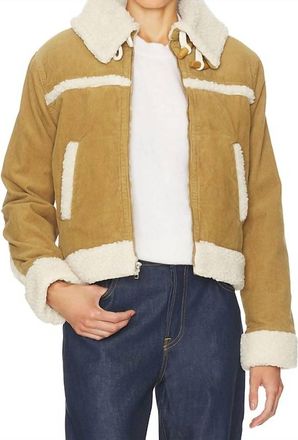 Amo Betty Shearling Corduroy Jacket In Cumin