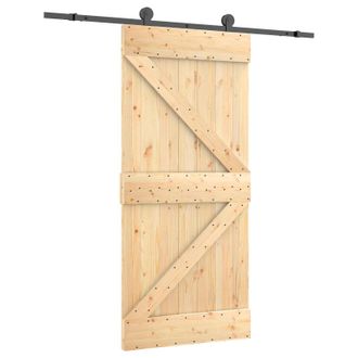vidaXL Puerta Corredera Natural Y Negro 95 X 210 Cm Vidaxl